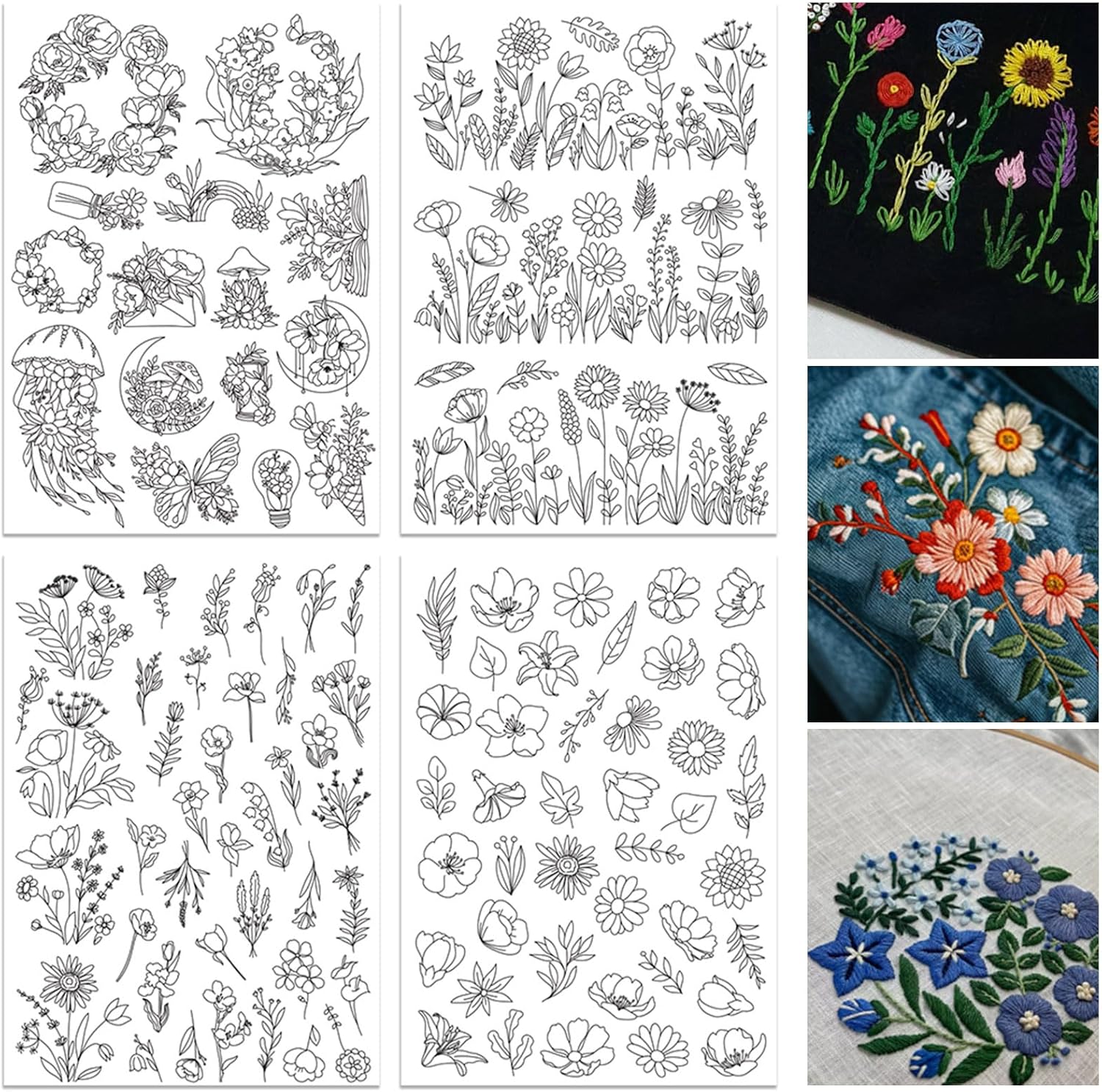 Embroidery Design Patterns Flowers - ORIGACH 4 Hojas de Estabilizadores de