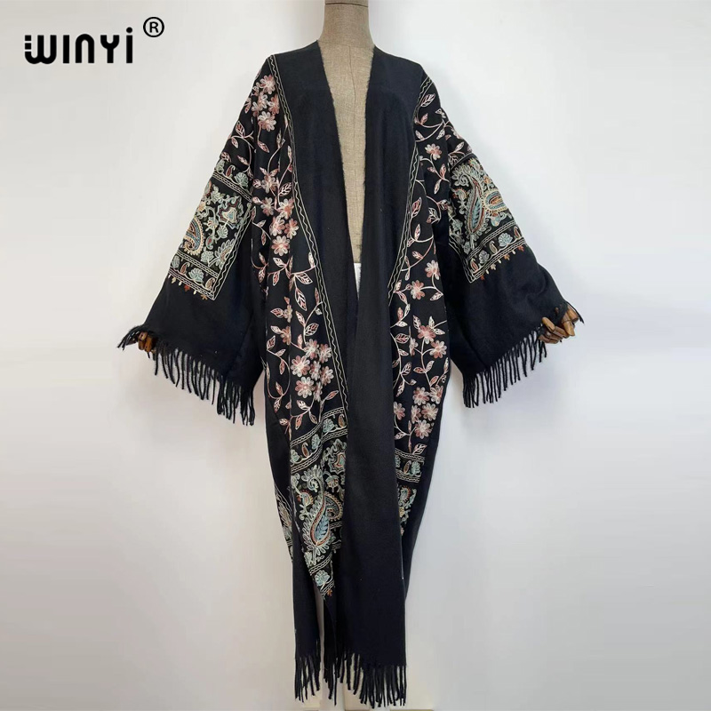 Embroidery Pashmina - WINYI-abrigo largo bordado de Pashmina con