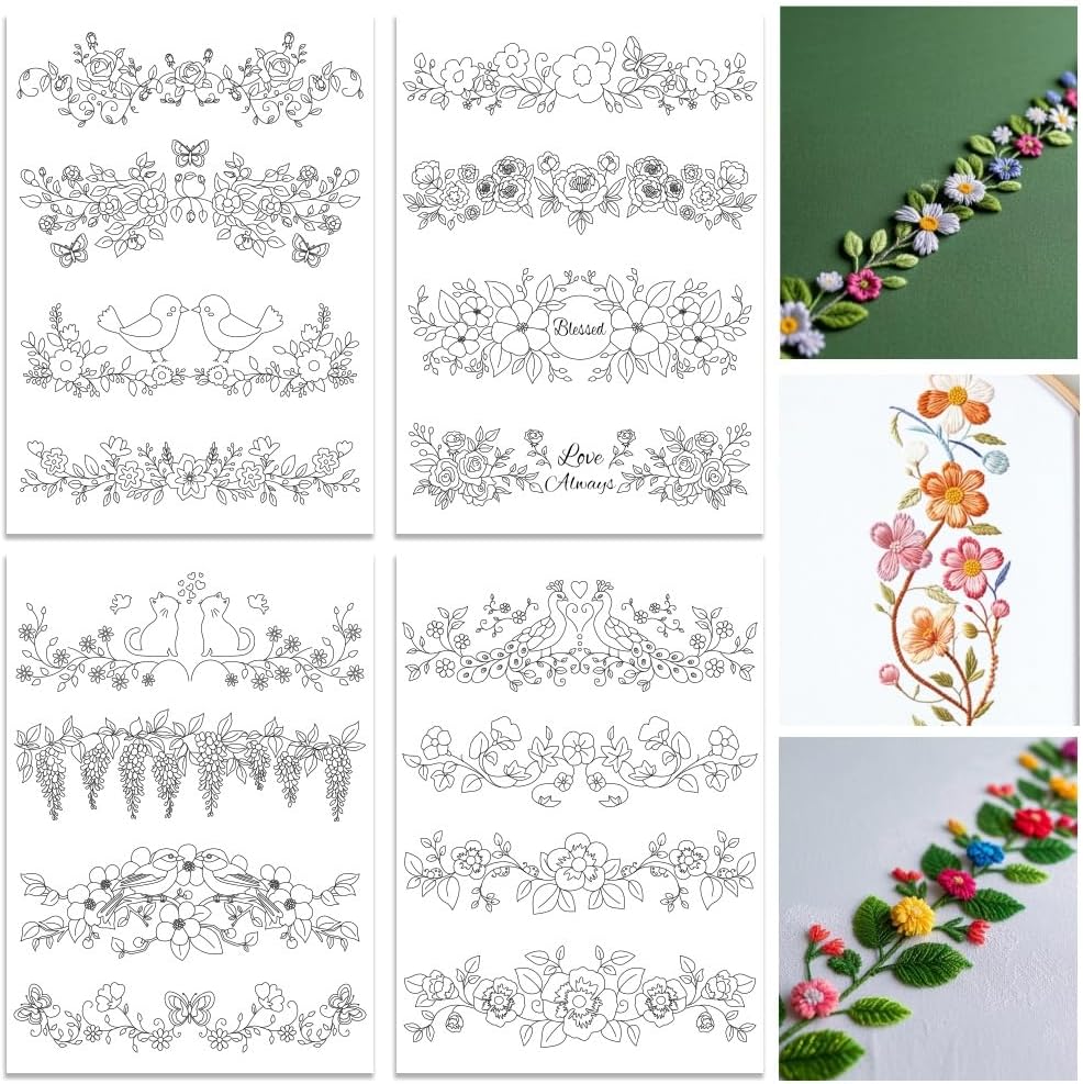 ORIGACH 4 Hojas de Estabilizad - Embroidery Design Patterns Flowers reseña y precio