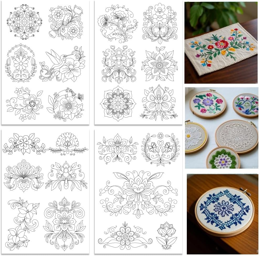 ORIGACH 4 Hojas de Estabilizad - Embroidery Design Patterns Flowers reseña y precio
