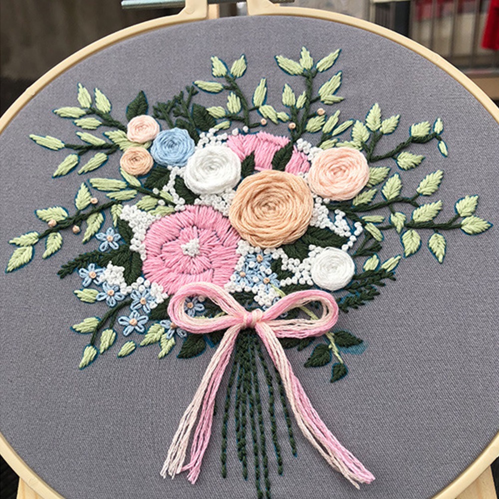 Kit de Bordado con Patrón Impr - Embroidery Design Patterns Flowers reseña y precio