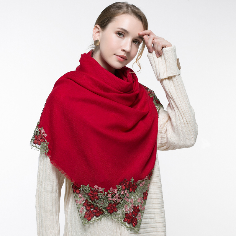Bufanda de lana rosa auténtica - Embroidery Pashmina reseña y precio