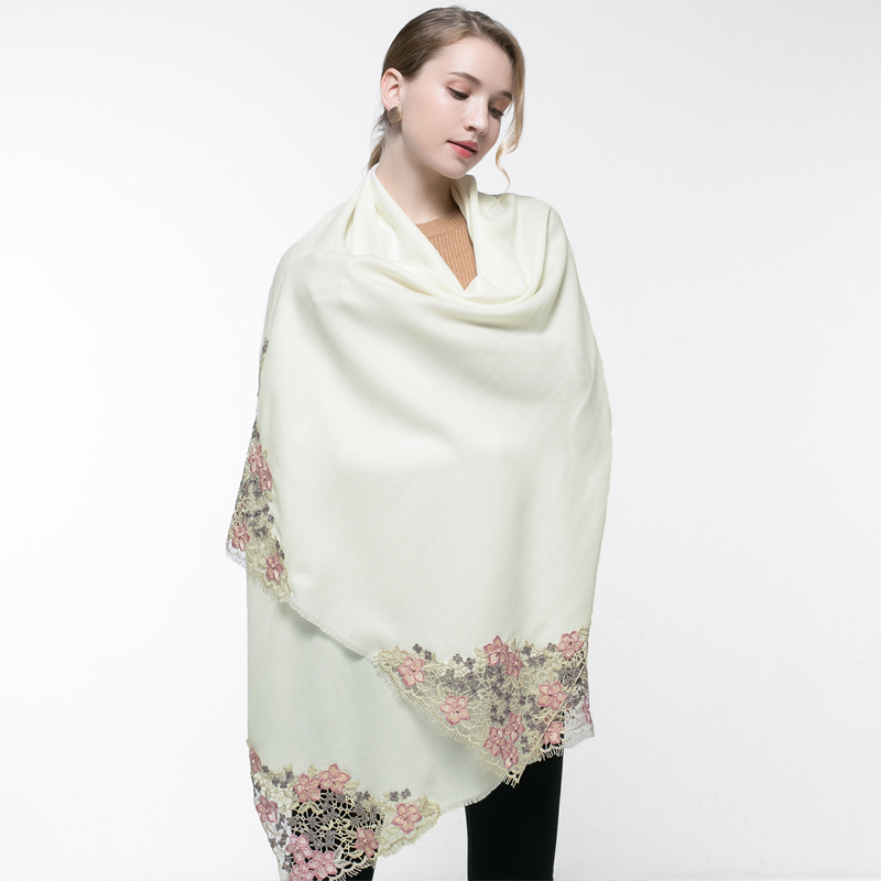 Bufanda de lana rosa auténtica - Embroidery Pashmina reseña y precio