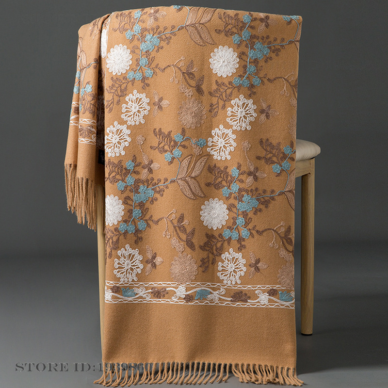 Bufanda de cachemira para muje - Embroidery Pashmina reseña y precio