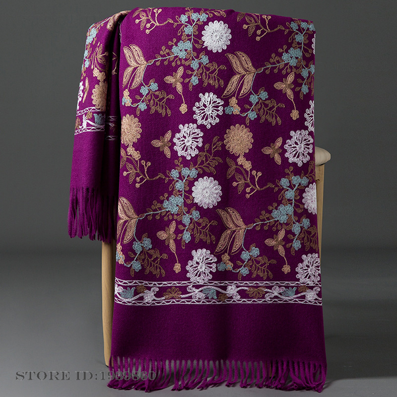 Bufanda de cachemira para muje - Embroidery Pashmina reseña y precio