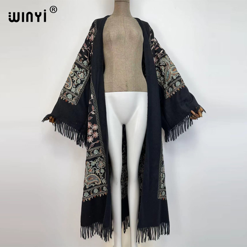 WINYI-abrigo largo bordado de  - Embroidery Pashmina reseña y precio