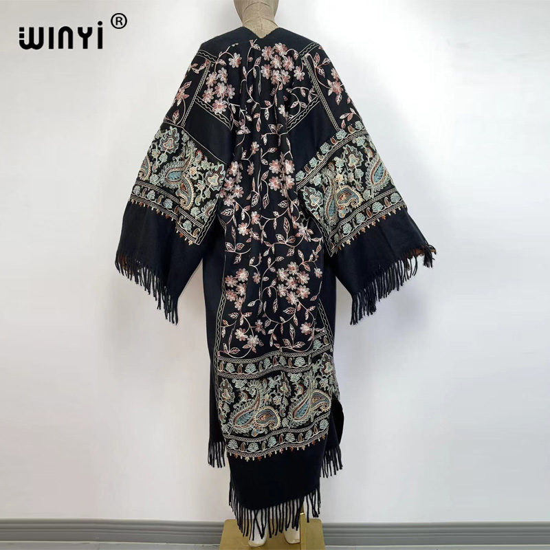 WINYI-abrigo largo bordado de  - Embroidery Pashmina reseña y precio