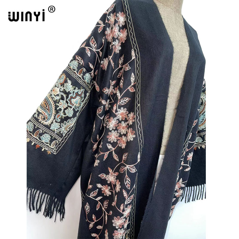 WINYI-abrigo largo bordado de  - Embroidery Pashmina reseña y precio
