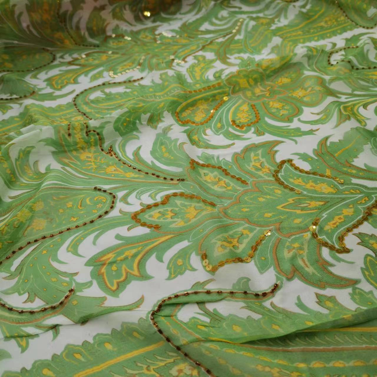 Tela Georgette de seda con len - Embroidery Pashmina reseña y precio