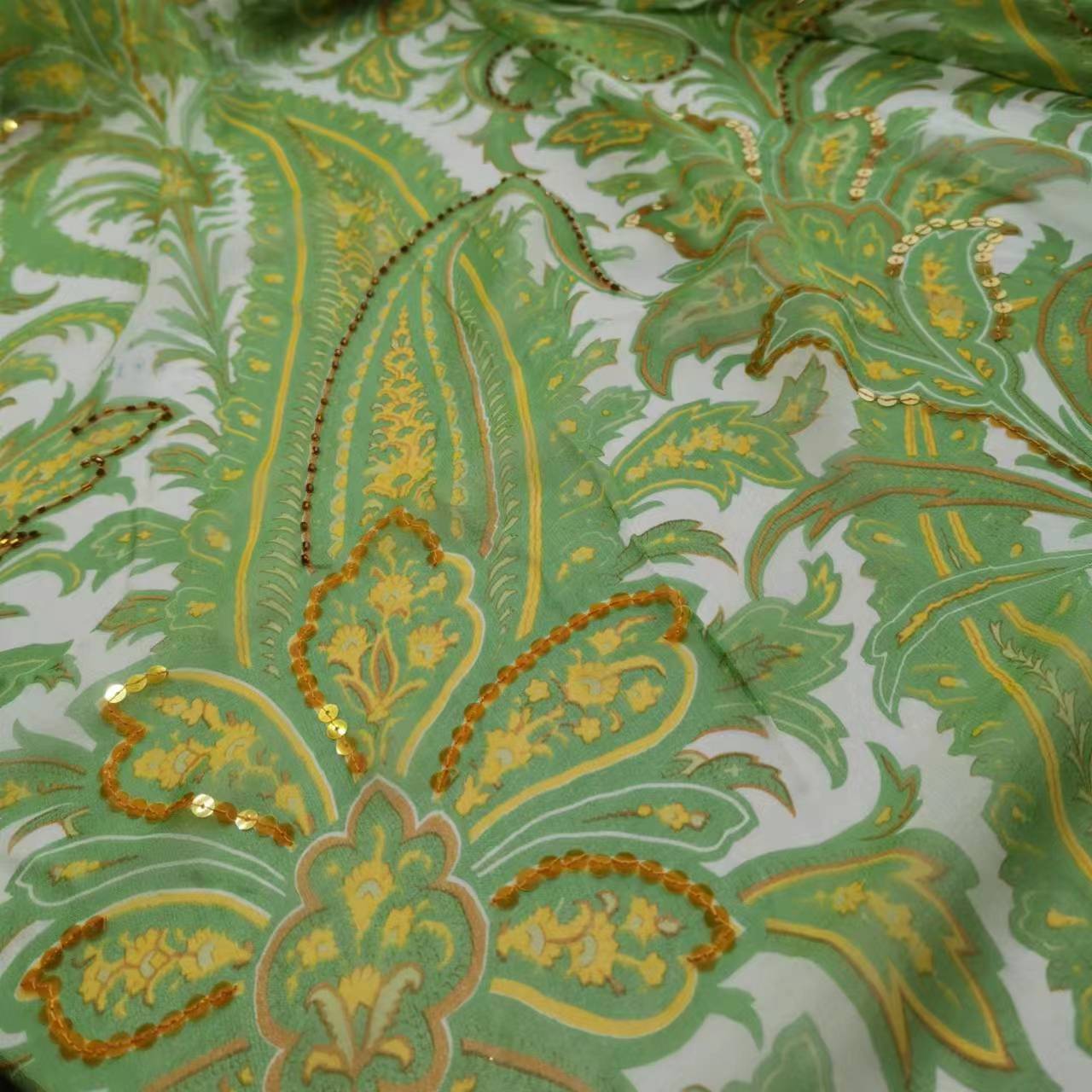 Tela Georgette de seda con len - Embroidery Pashmina reseña y precio