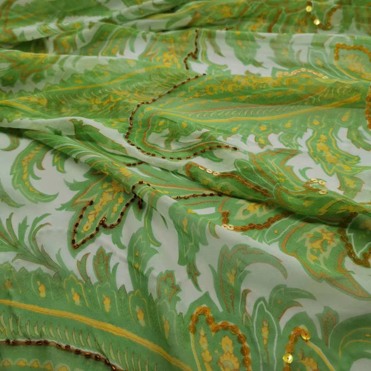 Tela Georgette de seda con len - Embroidery Pashmina reseña y precio